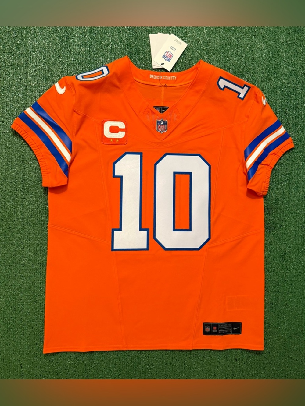 Authentic Bo Nix Denver Broncos Orange Throwback Nike Vapor Fuse Elite Jerseys